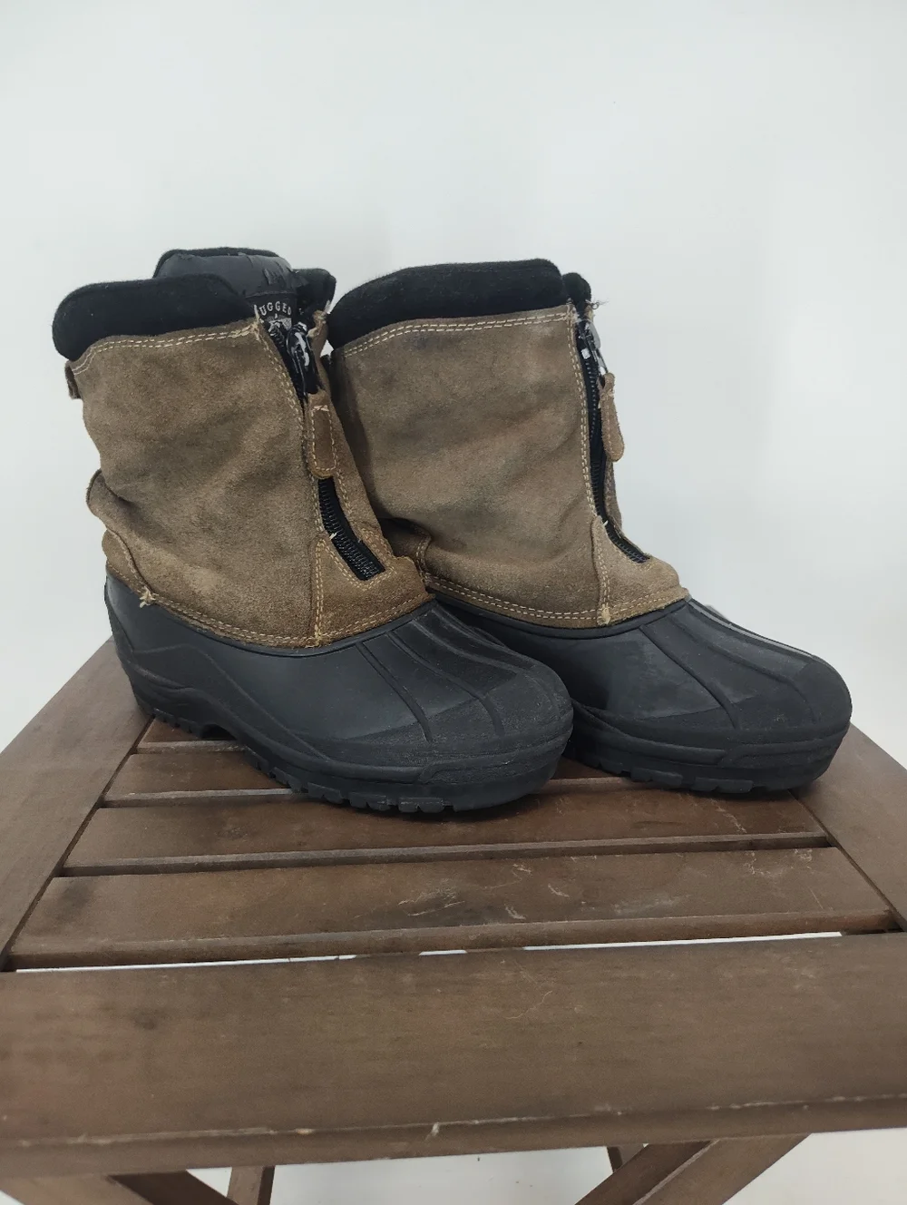 Rugged Exposure Men's Suede Upper Waterproof Snow Boots - Brown/Black Size 8
